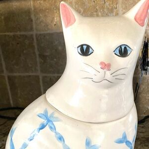 Rare Vintage Los Angeles Pottery Made in USA Cat Cookie Jar Hand
Painted